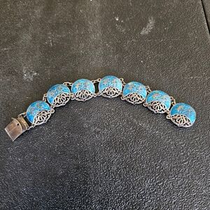 Stunning blue Siam blue sterling bracelet.